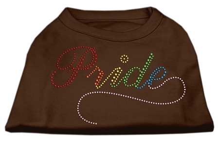 Rainbow Pride Rhinestone Shirts Brown XS